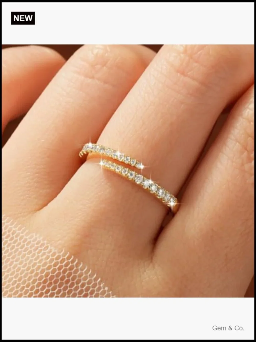 Moissanite Open Twisted Eternity Ring - Adjustable Stackable Wedding Band